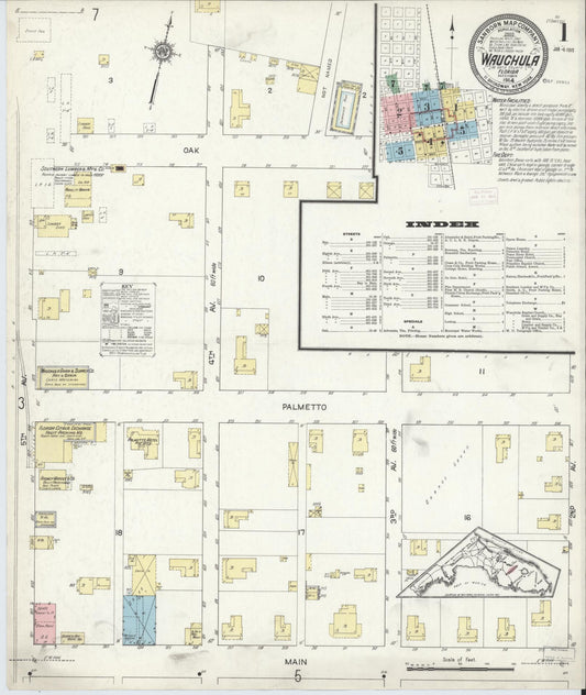 Sanborn Fire Insurance Map from Wauchula, Hardee County, Florida (1914), Sheet #0001 - Complete Map Set gallery image, historic Sanborn map, vintage wall art, Florida Florida