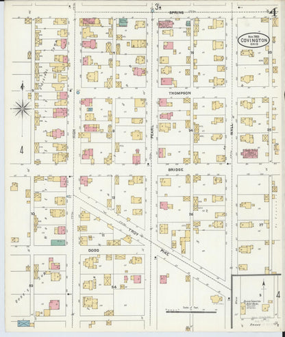 Sanborn Fire Insurance Map from Covington, Miami County, Ohio (1905), Sheet #0004 - Historic Sanborn Fire Insurance Map Print, vintage old map wall art, antique decor, genealogy gift, Ohio Ohio map