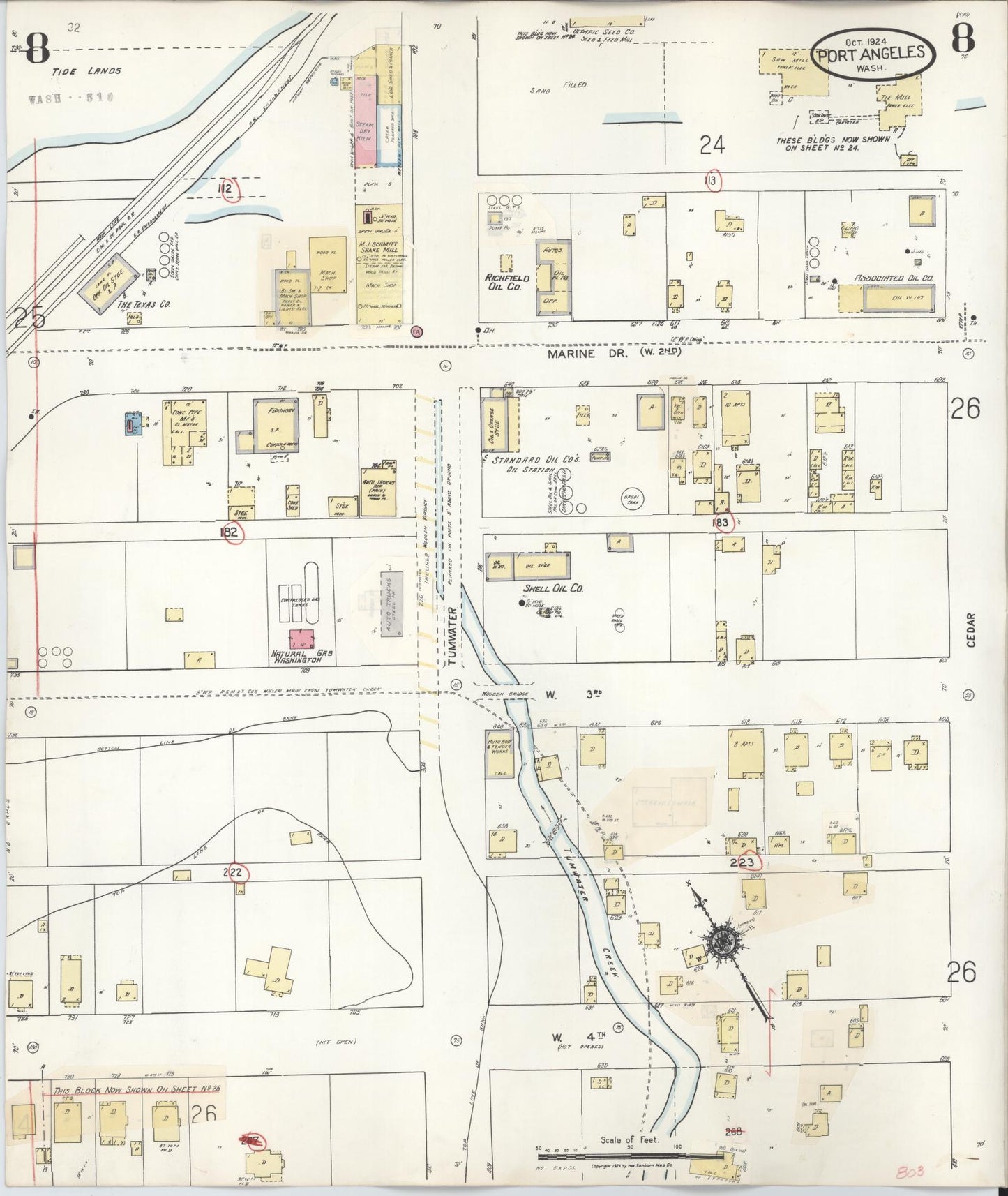 Sanborn Fire Insurance Map from Port Angeles, Clallam County, Washington (1949), Sheet #0008 - Complete Map Set gallery image, historic Sanborn map, vintage wall art, Washington Washington