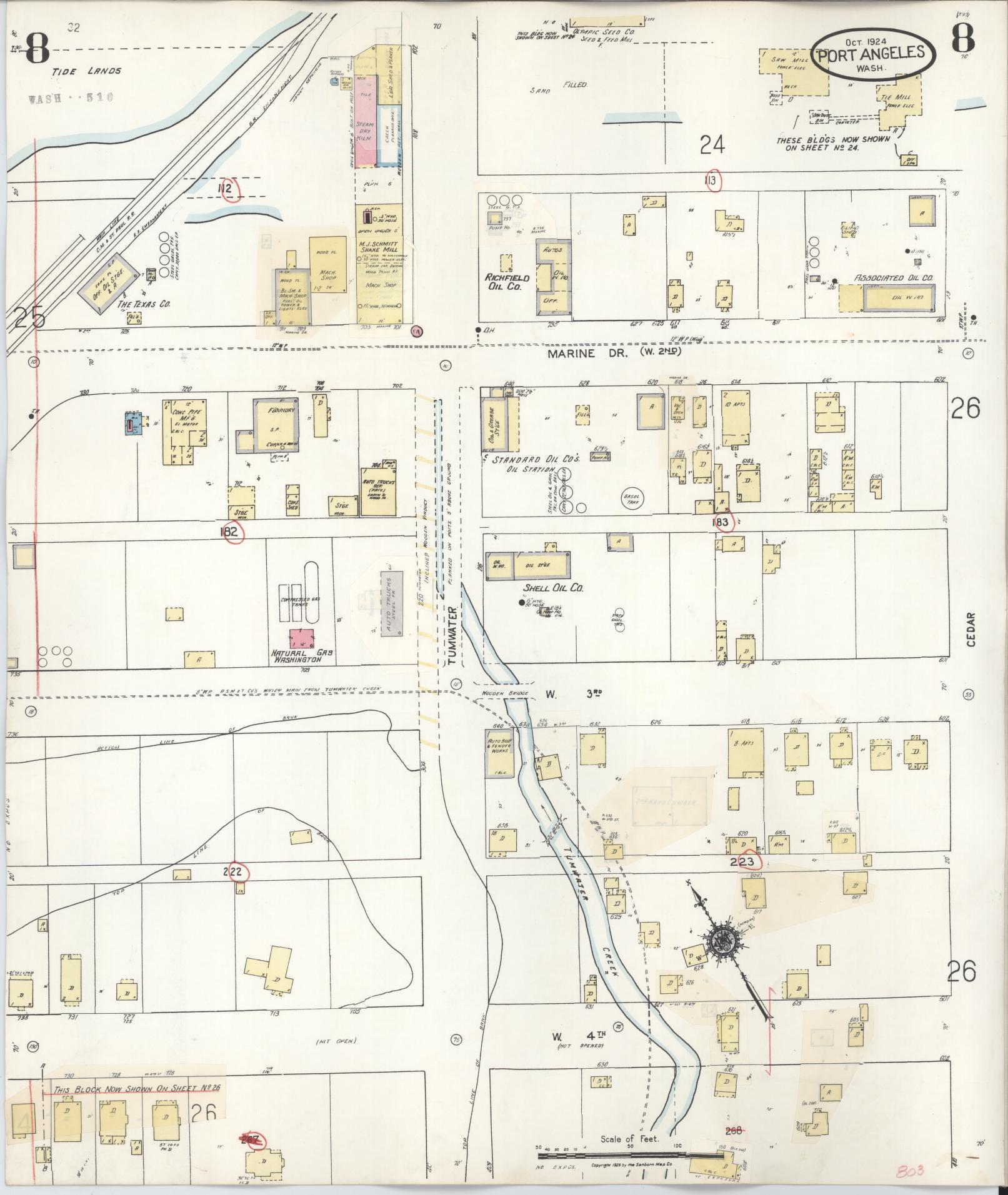 Sanborn Fire Insurance Map from Port Angeles, Clallam County, Washington (1949), Sheet #0008 - Complete Map Set gallery image, historic Sanborn map, vintage wall art, Washington Washington