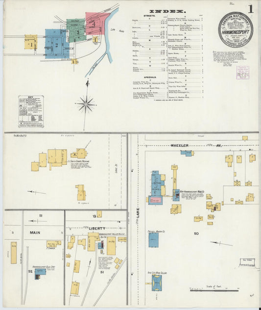 Sanborn Fire Insurance Map from Hammondsport, Steuben County, New York (1905), Sheet #0001 - Historic Sanborn Fire Insurance Map Print, vintage old map wall art, antique decor, genealogy gift, New York New York map