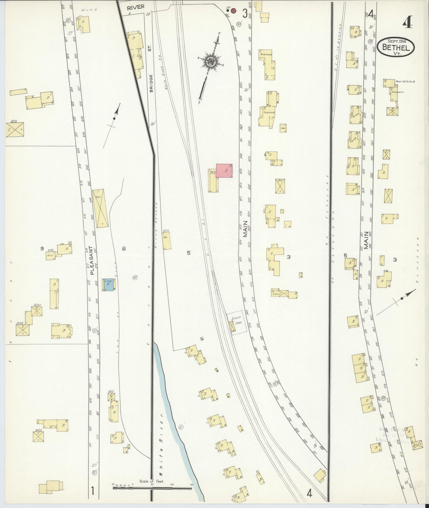 Sanborn Fire Insurance Map from Bethel, Windsor County, Vermont (1914), Sheet #0004 - Complete Map Set gallery image, historic Sanborn map, vintage wall art, Vermont Vermont