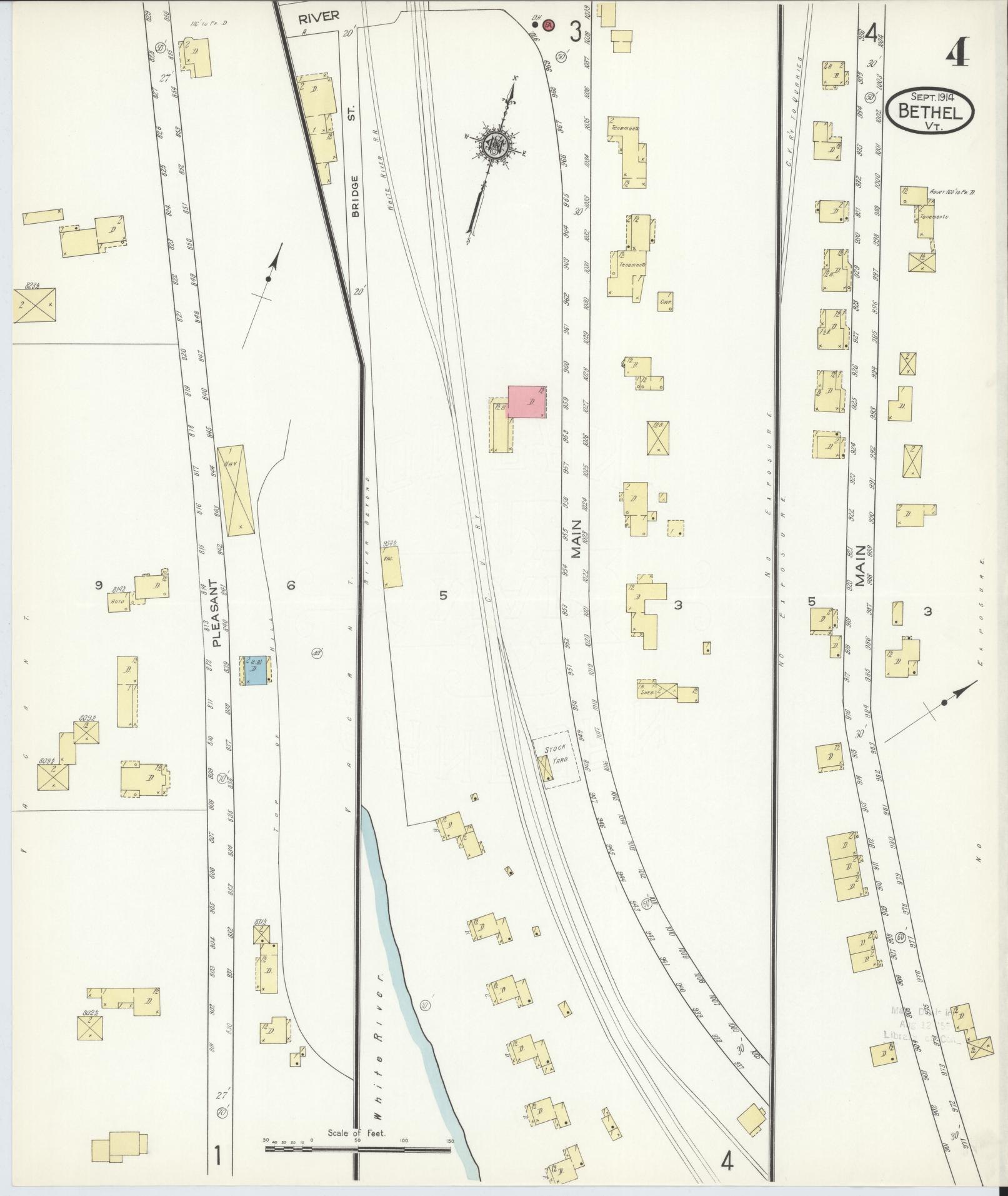 Sanborn Fire Insurance Map from Bethel, Windsor County, Vermont (1914), Sheet #0004 - Complete Map Set gallery image, historic Sanborn map, vintage wall art, Vermont Vermont
