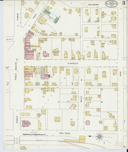 Sanborn Fire Insurance Map from Plymouth, Huron And Richland Counties, Ohio (1899), Sheet #0003 - Historic Sanborn Fire Insurance Map Print, vintage old map wall art, antique decor, genealogy gift, Ohio Ohio map