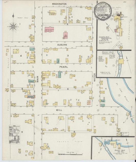 Sanborn Fire Insurance Map from Spencerville, De Kalb County, Indiana (1892), Sheet #0001 - Historic Sanborn Fire Insurance Map Print, vintage old map wall art, antique decor, genealogy gift, Indiana Indiana map