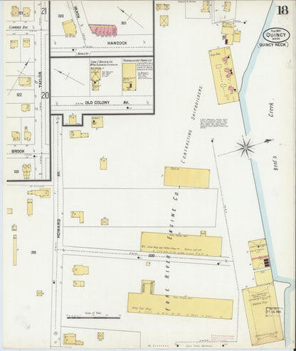 Sanborn Fire Insurance Map from Quincy, Norfolk County, Massachusetts (1901), Sheet #0018 - Historic Sanborn Fire Insurance Map Print, vintage old map wall art, antique decor, genealogy gift, Massachusetts Massachusetts map