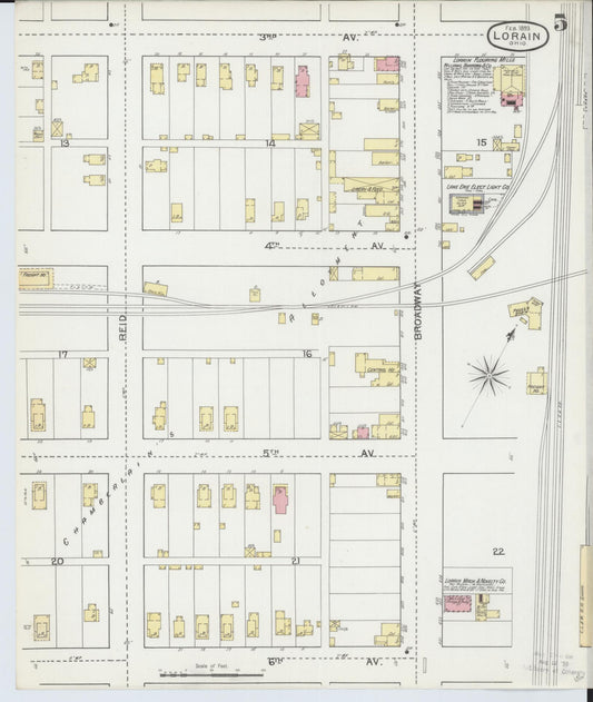 Sanborn Fire Insurance Map from Lorain, Lorain County, Ohio (1893), Sheet #0005 - Historic Sanborn Fire Insurance Map Print, vintage old map wall art, antique decor, genealogy gift, Ohio Ohio map