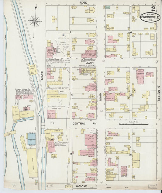 Sanborn Fire Insurance Map from Brookville, Franklin County, Indiana (1887), Sheet #0002 - Historic Sanborn Fire Insurance Map Print, vintage old map wall art, antique decor, genealogy gift, Indiana Indiana map