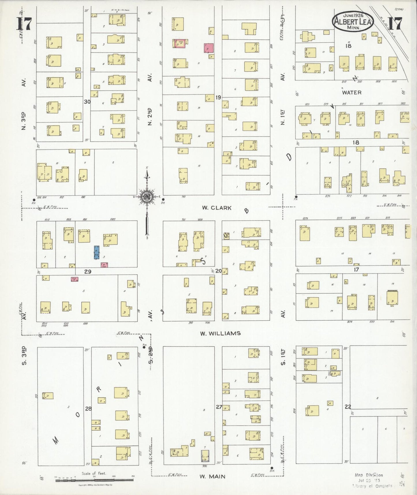 Sanborn Fire Insurance Map from Albert Lea, Freeborn County, Minnesota (1926), Sheet #0017 - Complete Map Set gallery image, historic Sanborn map, vintage wall art, Minnesota Minnesota