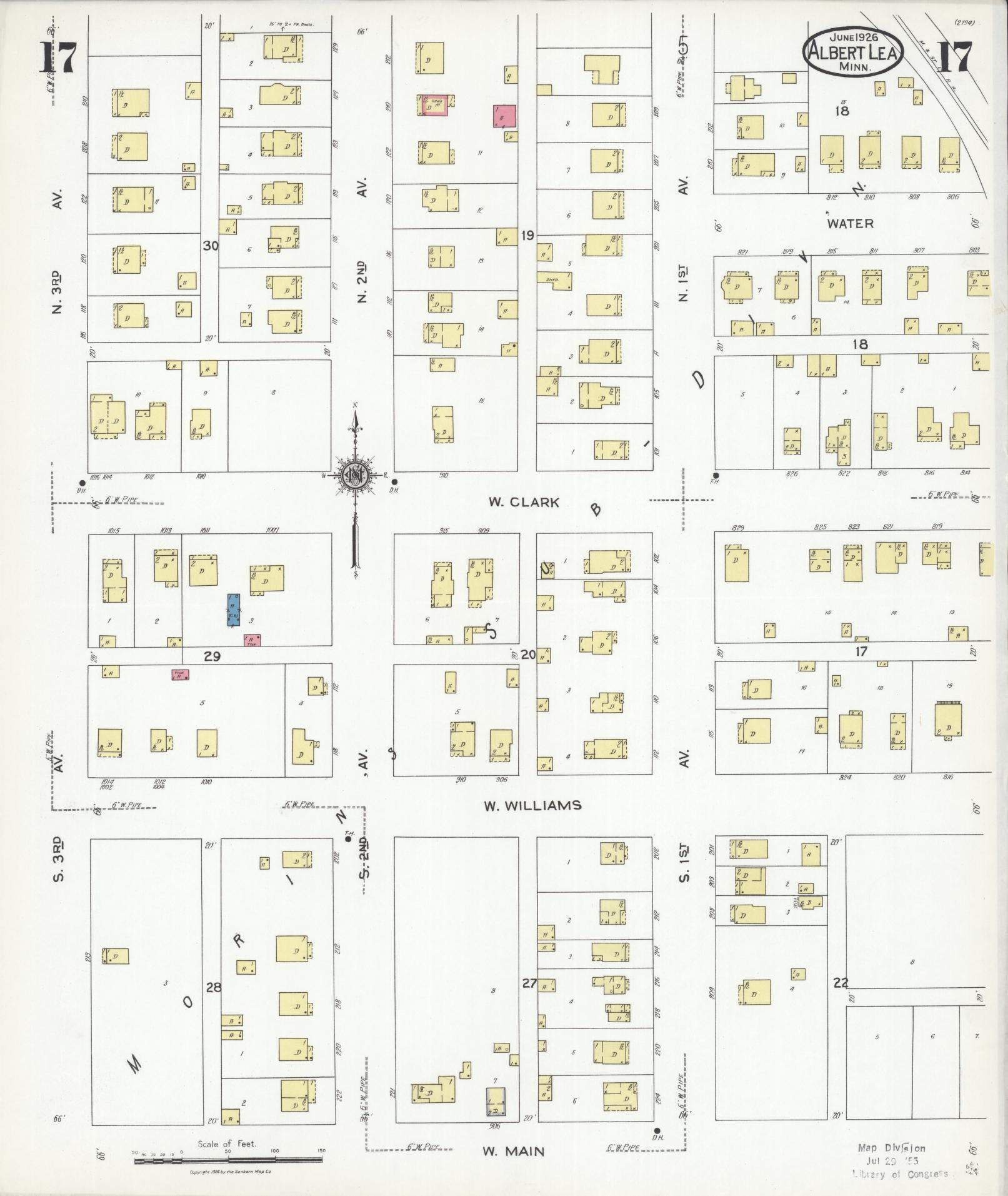Sanborn Fire Insurance Map from Albert Lea, Freeborn County, Minnesota (1926), Sheet #0017 - Complete Map Set gallery image, historic Sanborn map, vintage wall art, Minnesota Minnesota