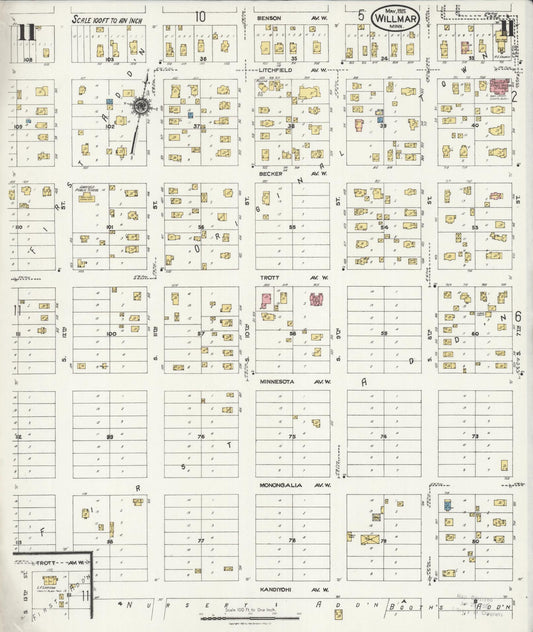 Sanborn Fire Insurance Map from Willmar, Kandiyohi County, Minnesota (1925), Sheet #0011 - Historic Sanborn Fire Insurance Map Print, vintage old map wall art, antique decor, genealogy gift, Minnesota Minnesota map
