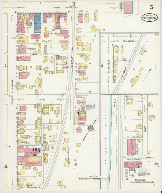 Sanborn Fire Insurance Map from Kittanning, Armstrong County, Pennsylvania (1913), Sheet #0005 - Historic Sanborn Fire Insurance Map Print, vintage old map wall art, antique decor, genealogy gift, Pennsylvania Pennsylvania map