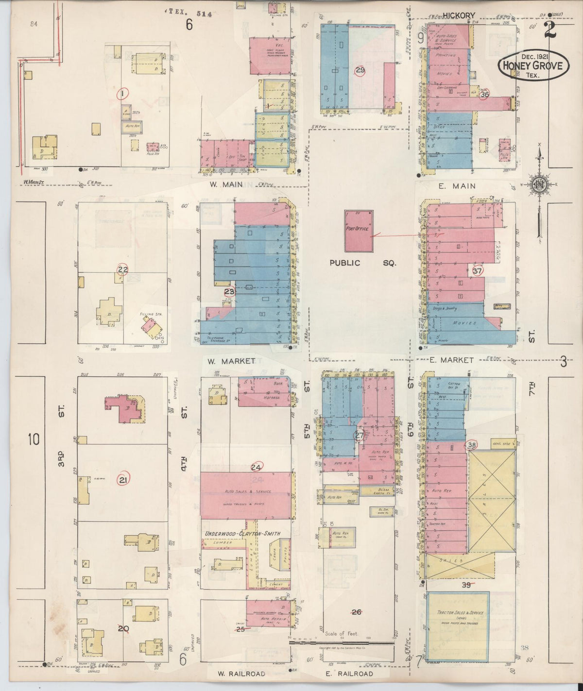 Sanborn Fire Insurance Map from Honey Grove, Fannin County, Texas (1943), Sheet #0002 - Complete Map Set gallery image, historic Sanborn map, vintage wall art, Texas Texas