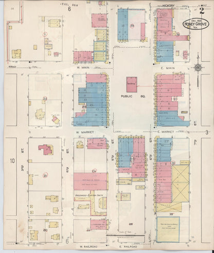 Sanborn Fire Insurance Map from Honey Grove, Fannin County, Texas (1943), Sheet #0002 - Complete Map Set gallery image, historic Sanborn map, vintage wall art, Texas Texas