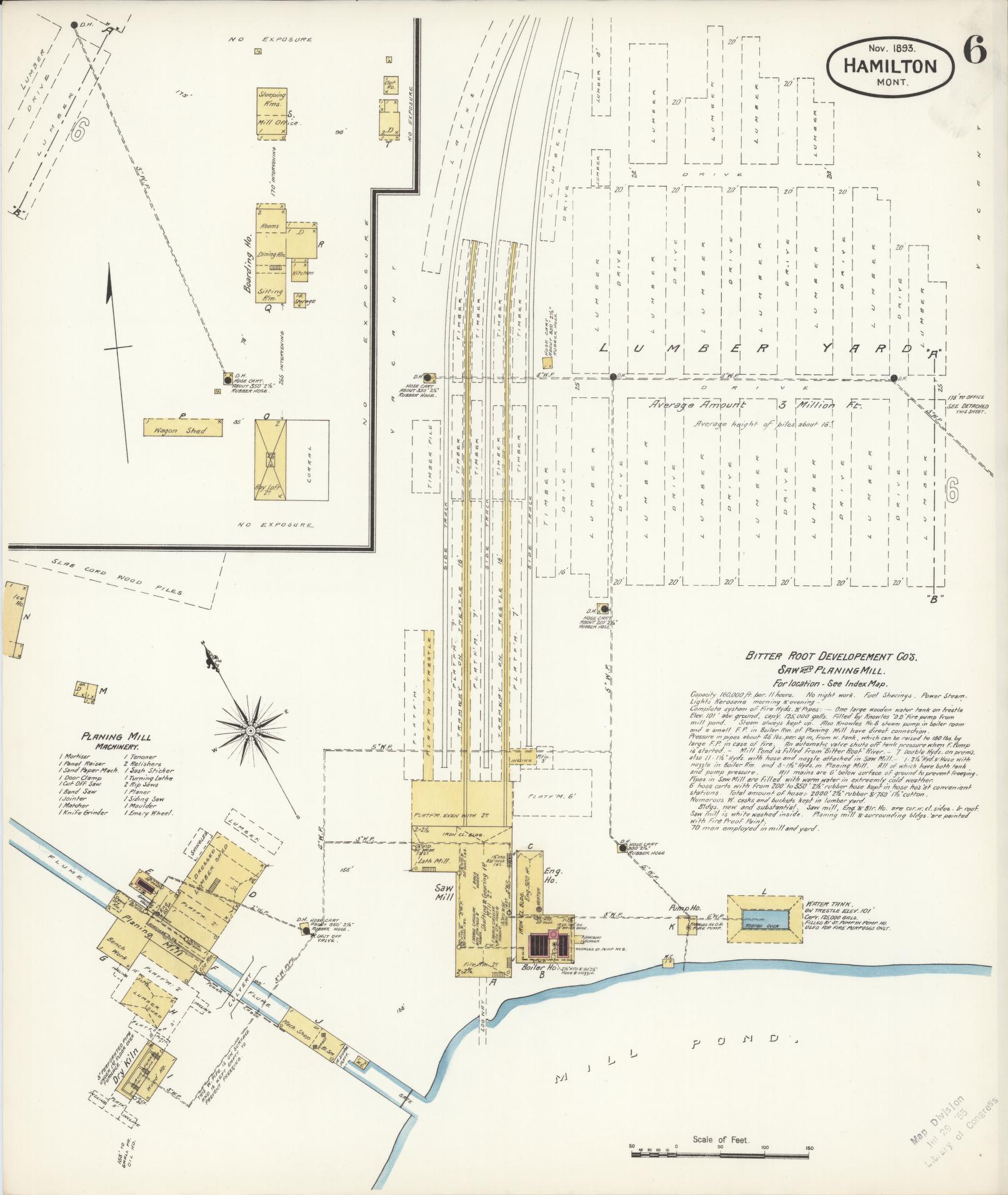 Sanborn Fire Insurance Map from Hamilton, Ravalli County, Montana (1893), Sheet #0006 - Historic Sanborn Fire Insurance Map Print, vintage old map wall art, antique decor, genealogy gift, Montana Montana map
