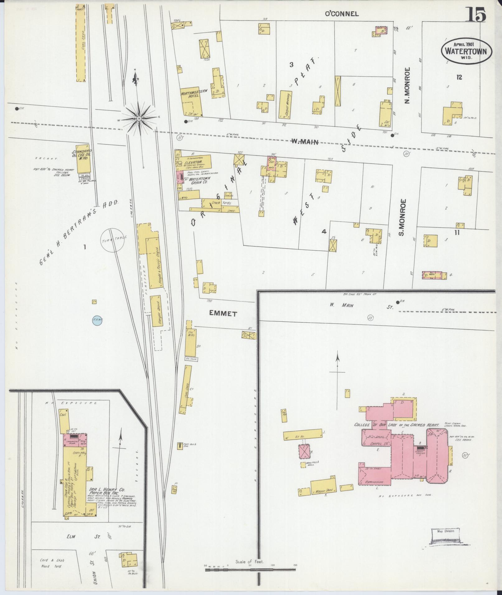 Sanborn Fire Insurance Map from Watertown, Jefferson County, Wisconsin (1901), Sheet #0015 - Complete Map Set gallery image, historic Sanborn map, vintage wall art, Wisconsin Wisconsin