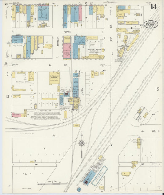 Sanborn Fire Insurance Map from Perry, Noble County, Oklahoma (1913), Sheet #0014 - Historic Sanborn Fire Insurance Map Print, vintage old map wall art, antique decor, genealogy gift, Oklahoma Oklahoma map