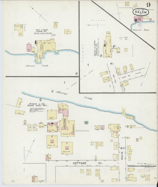 Sanborn Fire Insurance Map from Salem, Salem County, New Jersey (1891), Sheet #0009 - Historic Sanborn Fire Insurance Map Print, vintage old map wall art, antique decor, genealogy gift, New Jersey New Jersey map