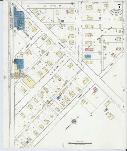 Sanborn Fire Insurance Map from Elmore, Ottawa County, Ohio (1920), Sheet #0007 - Historic Sanborn Fire Insurance Map Print, vintage old map wall art, antique decor, genealogy gift, Ohio Ohio map