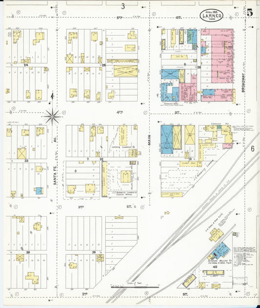 Sanborn Fire Insurance Map from Larned, Pawnee County, Kansas (1905), Sheet #0005 - Historic Sanborn Fire Insurance Map Print, vintage old map wall art, antique decor, genealogy gift, Kansas Kansas map