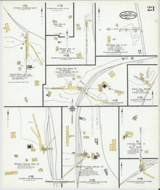 Sanborn Fire Insurance Map from Henryetta, Okmulgee County, Oklahoma (1920), Sheet #0023 - Historic Sanborn Fire Insurance Map Print, vintage old map wall art, antique decor, genealogy gift, Oklahoma Oklahoma map