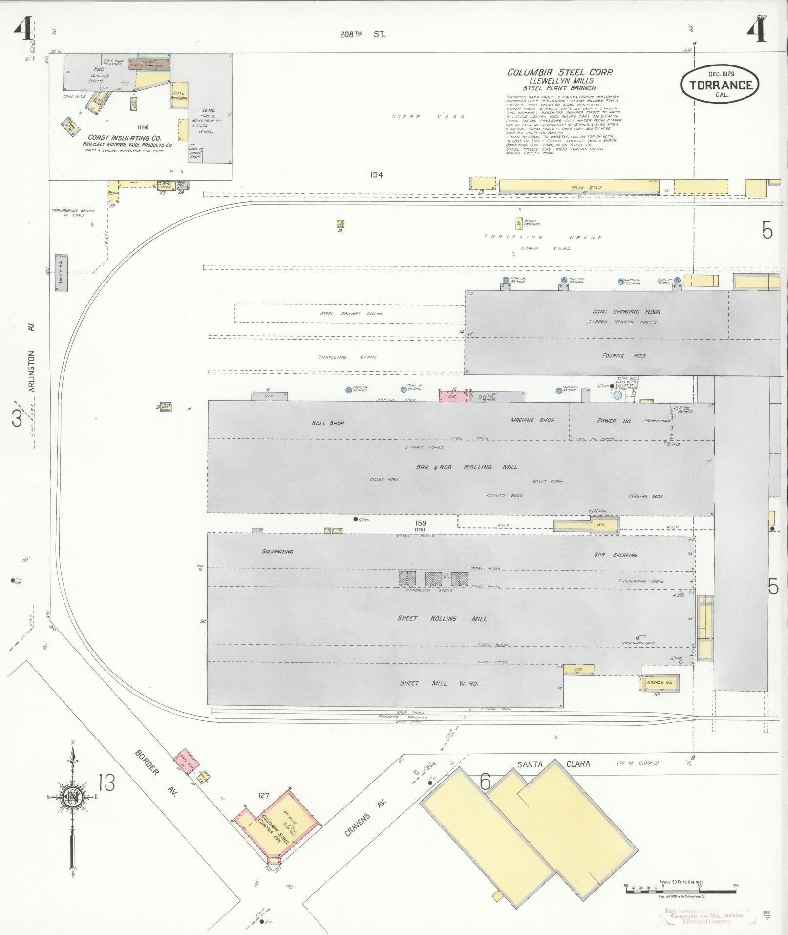 Sanborn Fire Insurance Map from Torrance, Los Angeles County, California (1929), Sheet #0004 - Complete Map Set gallery image, historic Sanborn map, vintage wall art, California California
