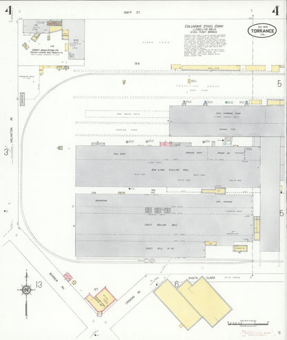 Sanborn Fire Insurance Map from Torrance, Los Angeles County, California (1929), Sheet #0004 - Complete Map Set gallery image, historic Sanborn map, vintage wall art, California California