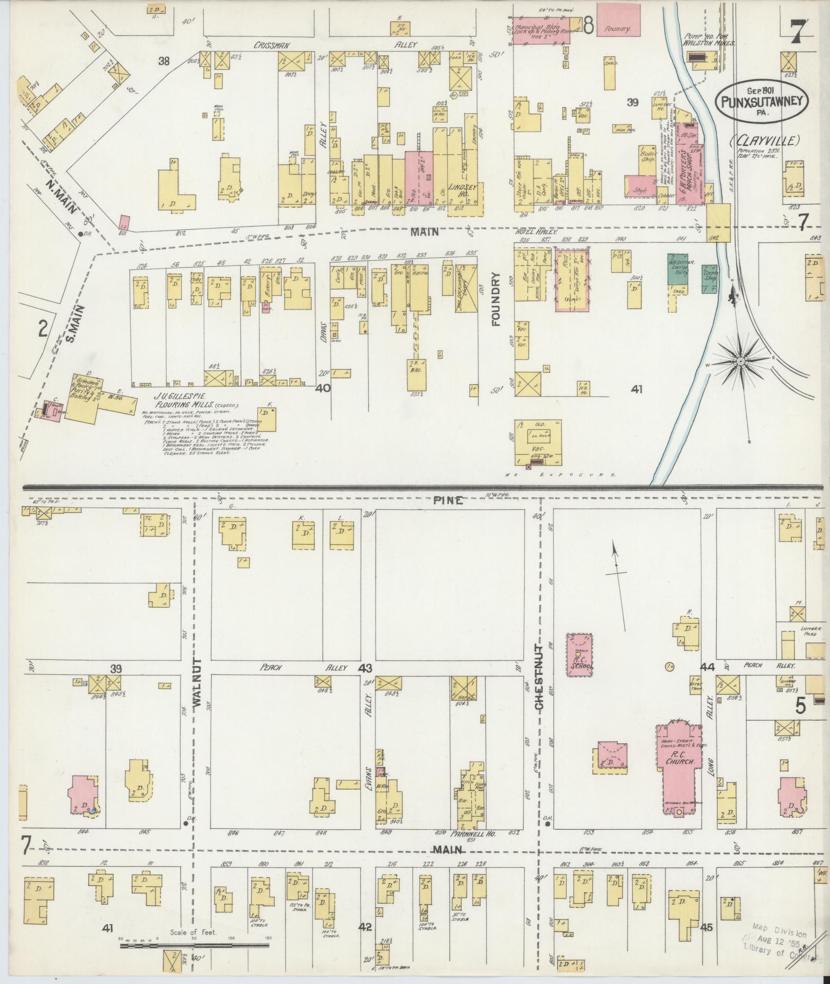 Sanborn Fire Insurance Map from Punxsutawney, Jefferson County, Pennsylvania (1901), Sheet #0007 - Complete Map Set gallery image, historic Sanborn map, vintage wall art, Pennsylvania Pennsylvania