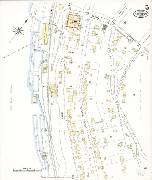 Sanborn Fire Insurance Map from Harrison, Kootenai County, Idaho (1908), Sheet #0005 - Historic Sanborn Fire Insurance Map Print, vintage old map wall art, antique decor, genealogy gift, Idaho Idaho map