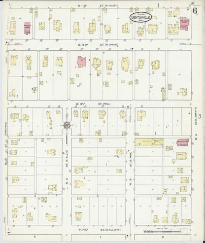 Sanborn Fire Insurance Map from Bentonville, Benton County, Arkansas (1914), Sheet #0006 - Complete Map Set gallery image, historic Sanborn map, vintage wall art, Arkansas Arkansas