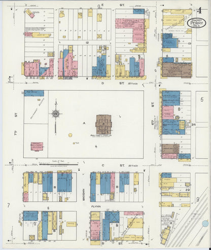 Sanborn Fire Insurance Map from Perry, Noble County, Oklahoma (1920), Sheet #0004 - Complete Map Set gallery image, historic Sanborn map, vintage wall art, Oklahoma Oklahoma