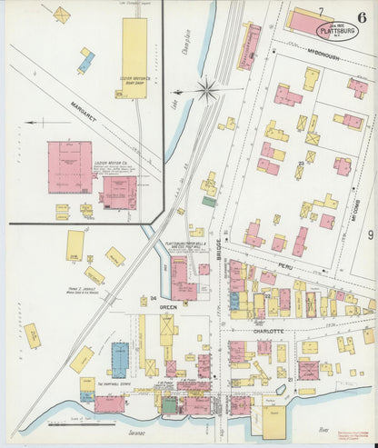 Sanborn Fire Insurance Map from Plattsburg, Clinton County, New York (1902), Sheet #0006 - Complete Map Set gallery image, historic Sanborn map, vintage wall art, New York New York