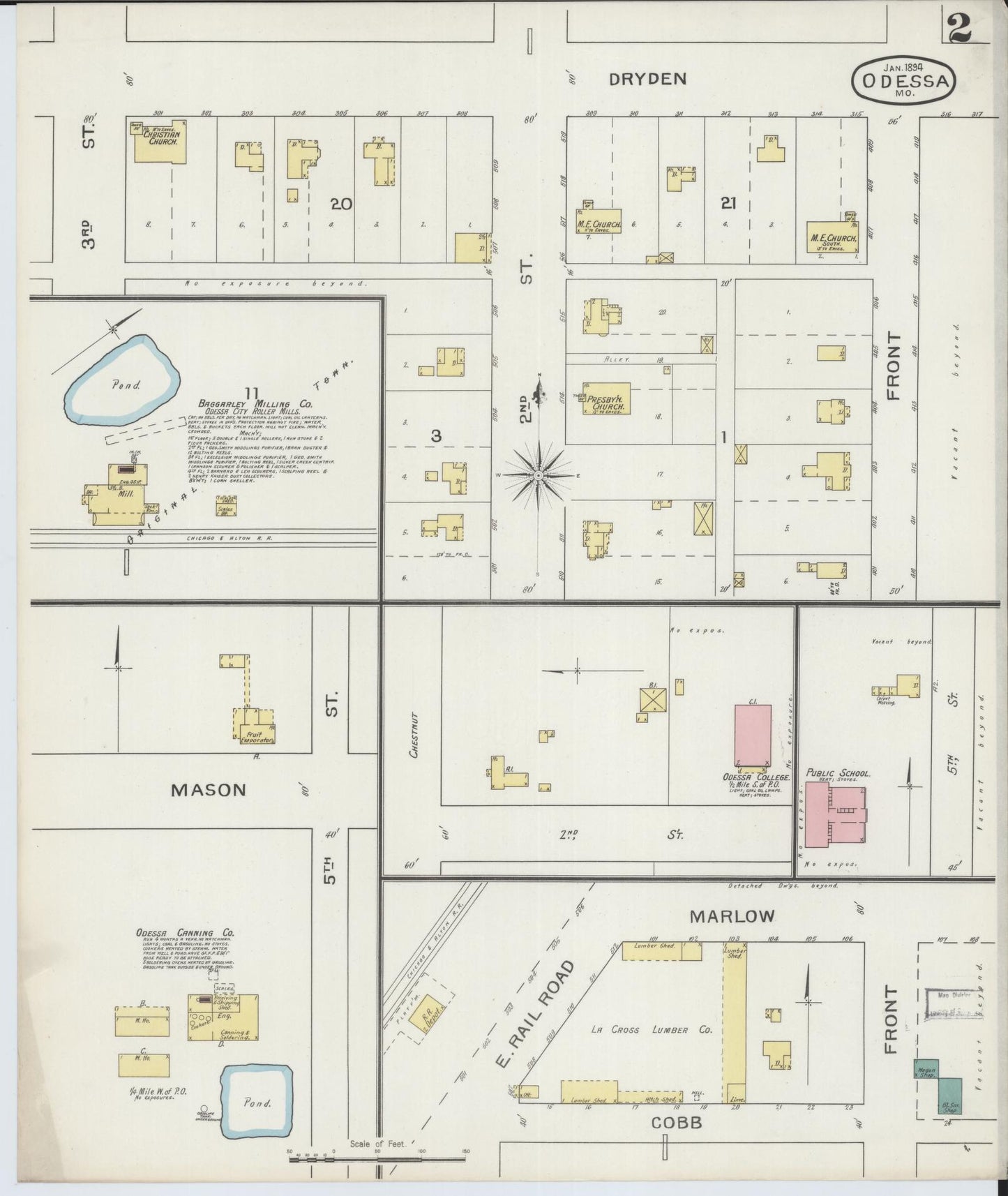 Sanborn Fire Insurance Map from Odessa, Lafayette County, Missouri (1894), Sheet #0002 - Complete Map Set gallery image, historic Sanborn map, vintage wall art, Missouri Missouri