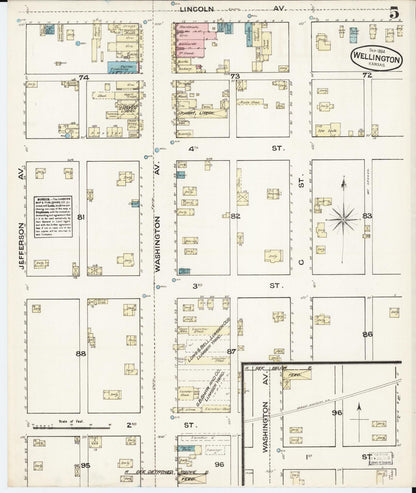 Sanborn Fire Insurance Map from Wellington, Sumner County, Kansas (1884), Sheet #0005 - Complete Map Set gallery image, historic Sanborn map, vintage wall art, Kansas Kansas