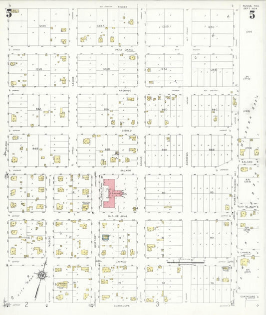 Sanborn Fire Insurance Map from Runge, Karnes County, Texas (1934), Sheet #0005 - Historic Sanborn Fire Insurance Map Print, vintage old map wall art, antique decor, genealogy gift, Texas Texas map