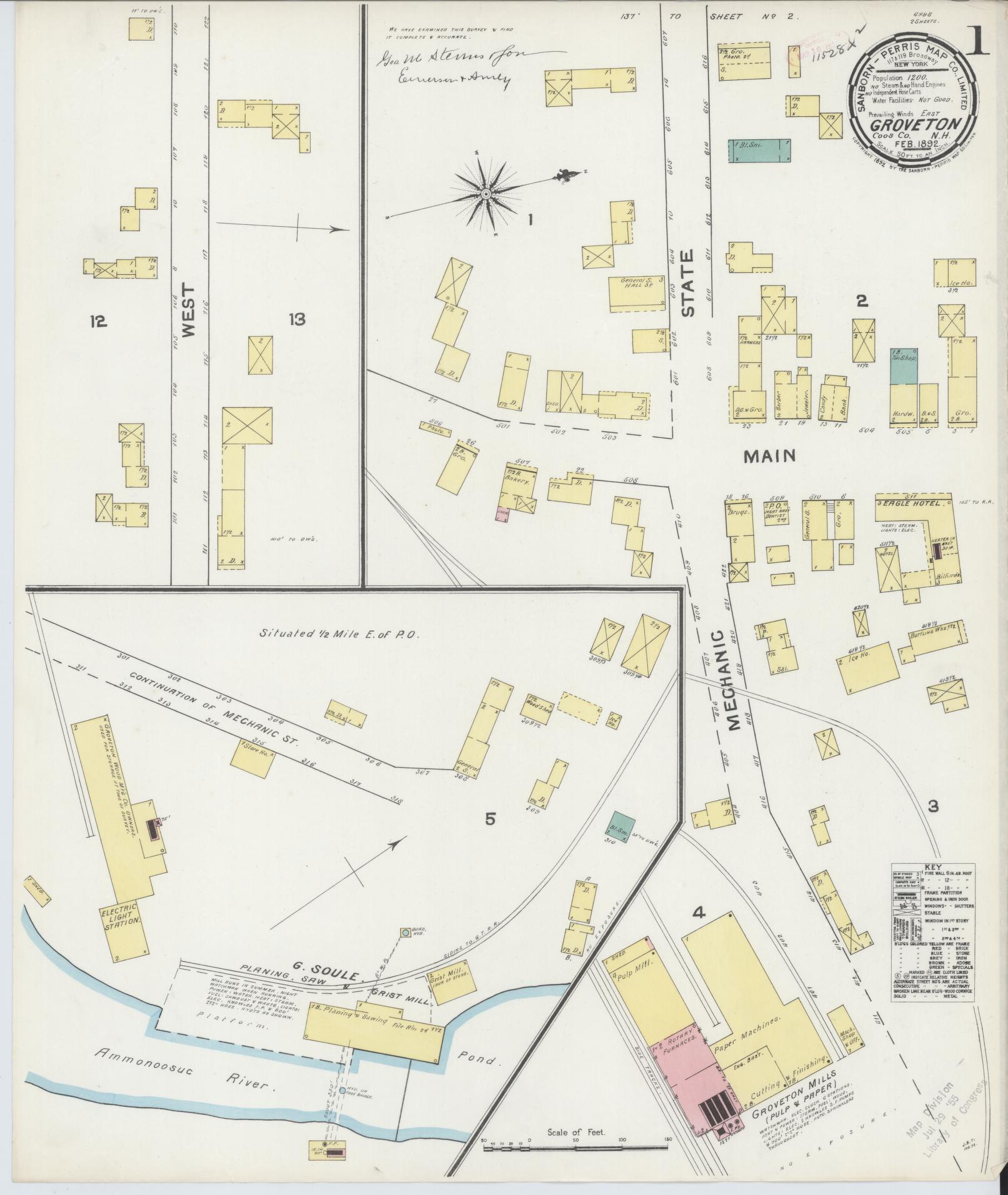 Sanborn Fire Insurance Map from Groveton, Coos County, New Hampshire. (1892) – Historic Sanborn Fire Insurance Map Print