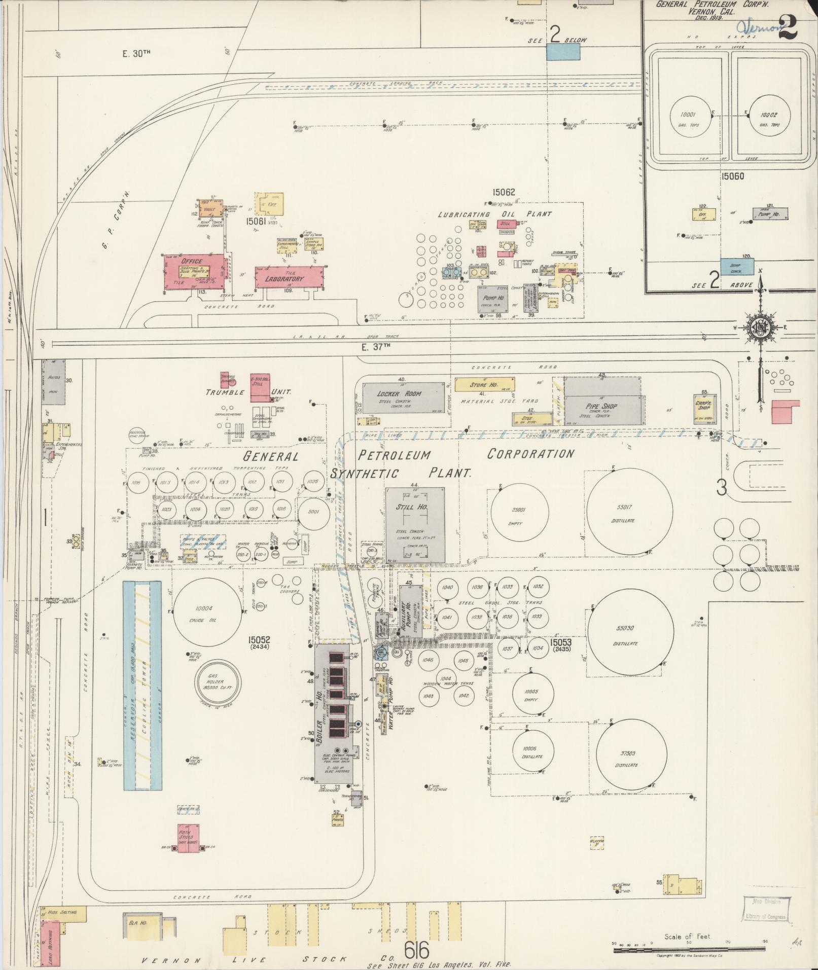 Sanborn Fire Insurance Map from Vernon, Los Angeles County, California (1920), Sheet #0002 - Complete Map Set gallery image, historic Sanborn map, vintage wall art, California California