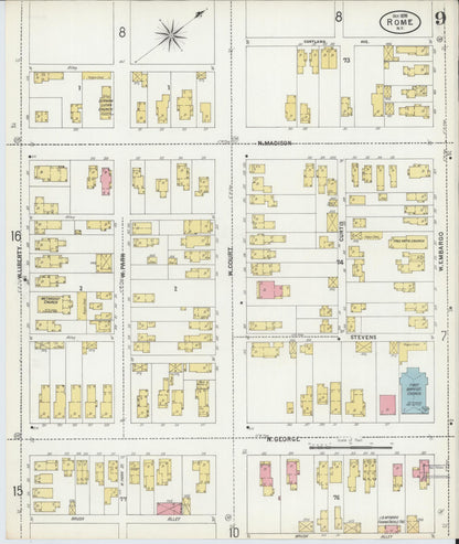 Sanborn Fire Insurance Map from Rome, Oneida County, New York (1899), Sheet #0009 - Complete Map Set gallery image, historic Sanborn map, vintage wall art, New York New York