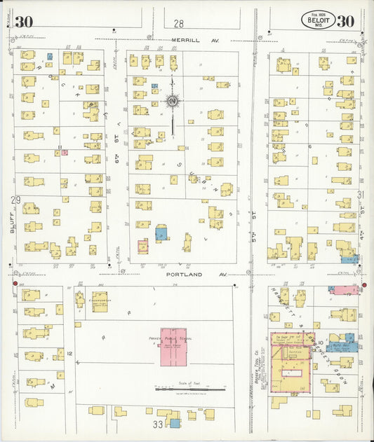Sanborn Fire Insurance Map from Beloit, Rock County, Wisconsin (1926), Sheet #0030 - Historic Sanborn Fire Insurance Map Print, vintage old map wall art, antique decor, genealogy gift, Wisconsin Wisconsin map