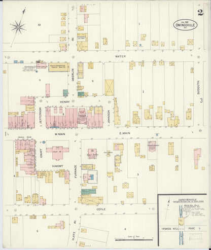 Sanborn Fire Insurance Map from Owingsville, Bath County, Kentucky (1908), Sheet #0002 - Complete Map Set gallery image, historic Sanborn map, vintage wall art, Kentucky Kentucky
