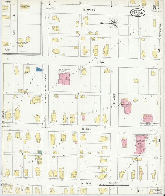 Sanborn Fire Insurance Map from Tipton, Tipton County, Indiana (1909), Sheet #0005 - Historic Sanborn Fire Insurance Map Print, vintage old map wall art, antique decor, genealogy gift, Indiana Indiana map