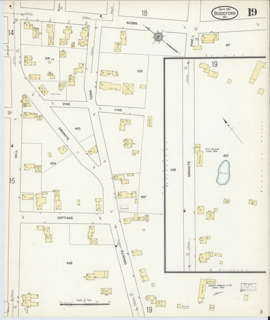 Sanborn Fire Insurance Map from Biddeford, York County, Maine (1912), Sheet #0019 - Historic Sanborn Fire Insurance Map Print, vintage old map wall art, antique decor, genealogy gift, Maine Maine map