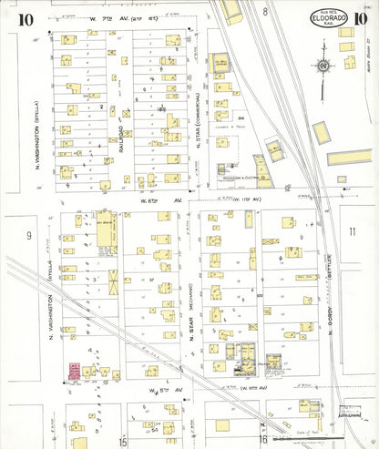 Sanborn Fire Insurance Map from El Dorado, Butler County, Kansas (1923), Sheet #0010 - Complete Map Set gallery image, historic Sanborn map, vintage wall art, Kansas Kansas
