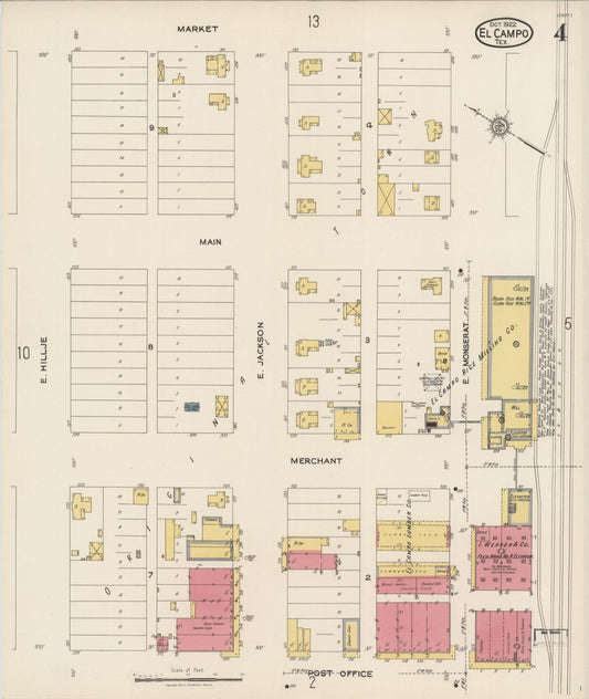 Sanborn Fire Insurance Map from El Campo, Wharton County, Texas (1922), Sheet #0004 - Historic Sanborn Fire Insurance Map Print, vintage old map wall art, antique decor, genealogy gift, Texas Texas map