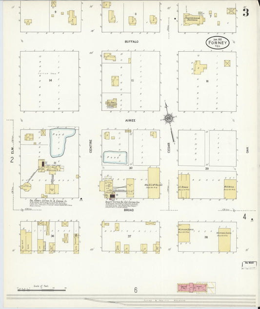 Sanborn Fire Insurance Map from Forney, Kaufman County, Texas (1912), Sheet #0003 - Historic Sanborn Fire Insurance Map Print, vintage old map wall art, antique decor, genealogy gift, Texas Texas map