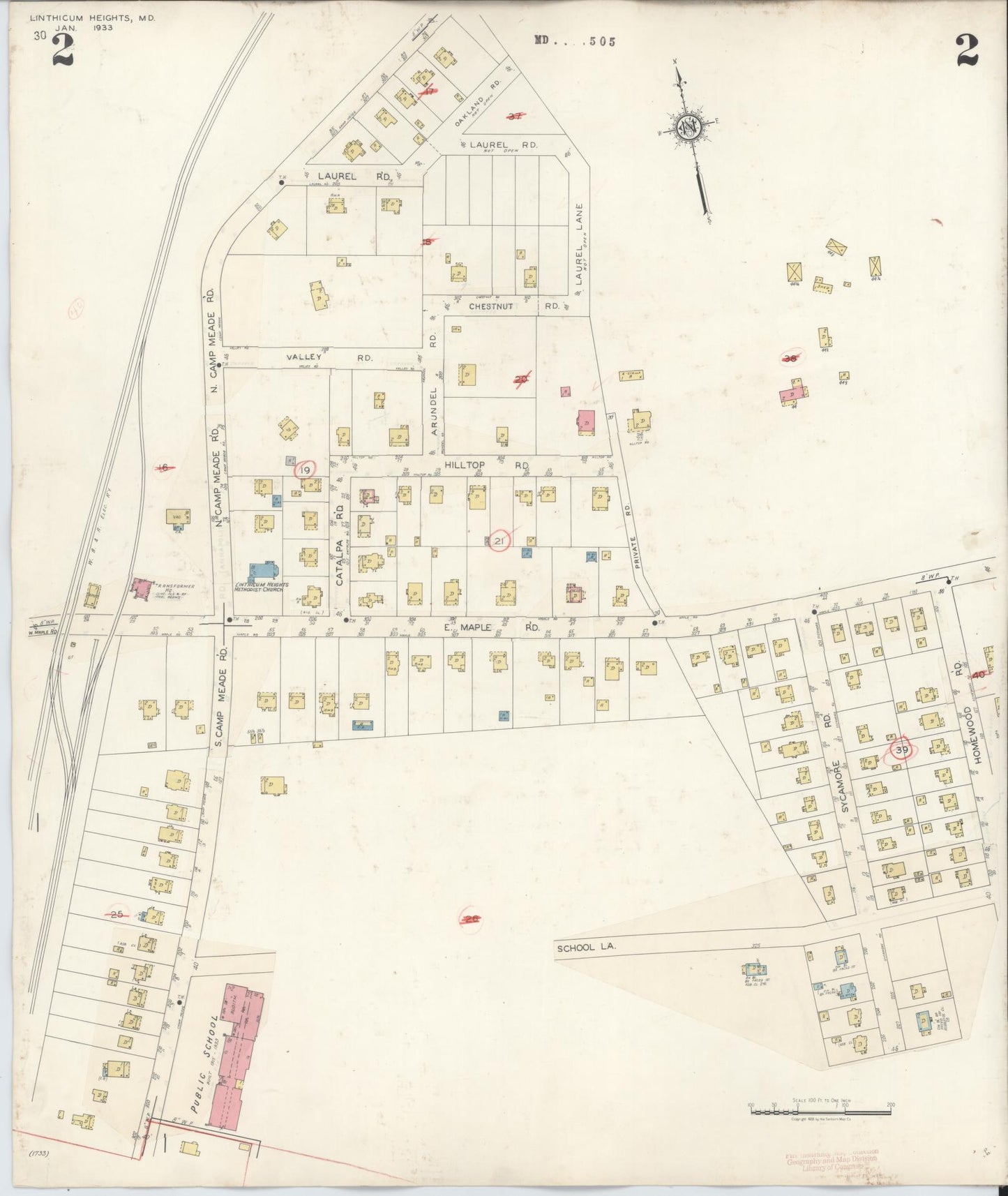 Sanborn Fire Insurance Map from Linthicum Heights, Anne Arundel County, Maryland (1943), Sheet #0002 - Historic Sanborn Fire Insurance Map Print, vintage old map wall art