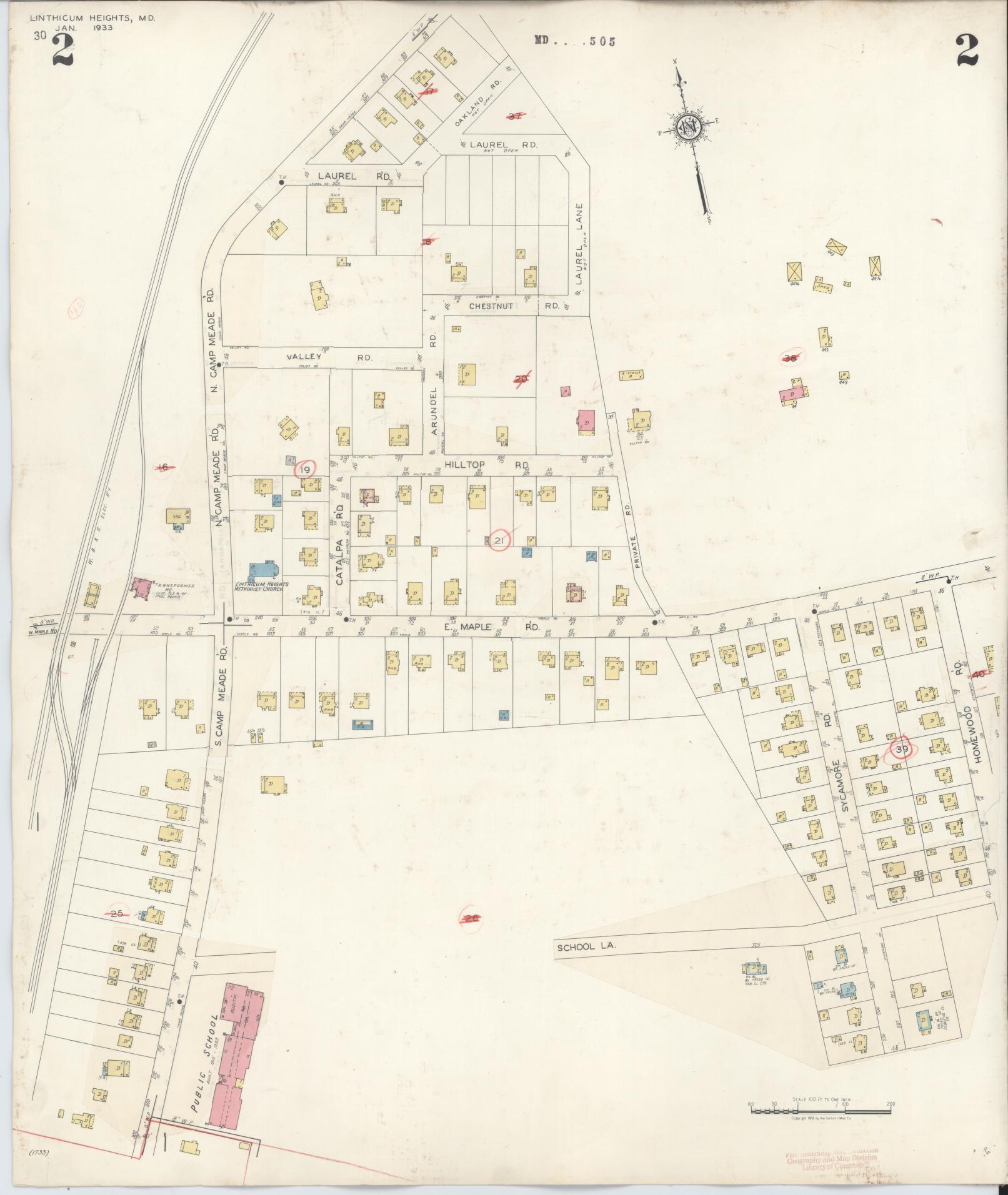 Sanborn Fire Insurance Map from Linthicum Heights, Anne Arundel County, Maryland (1943), Sheet #0002 - Historic Sanborn Fire Insurance Map Print, vintage old map wall art
