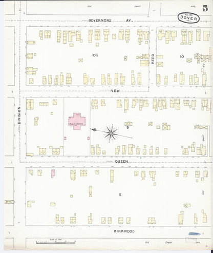 Sanborn Fire Insurance Map from Dover, Kent County, Delaware (1891), Sheet #0005 - Complete Map Set gallery image, historic Sanborn map, vintage wall art, Delaware Delaware
