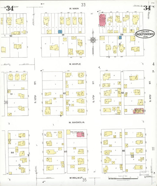 Sanborn Fire Insurance Map from Independence, Montgomery County, Kansas (1923), Sheet #0035 - Historic Sanborn Fire Insurance Map Print, vintage old map wall art, antique decor, genealogy gift, Kansas Kansas map