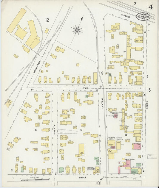 Sanborn Fire Insurance Map from Owego, Tioga County, New York (1898), Sheet #0004 - Historic Sanborn Fire Insurance Map Print, vintage old map wall art, antique decor, genealogy gift, New York New York map